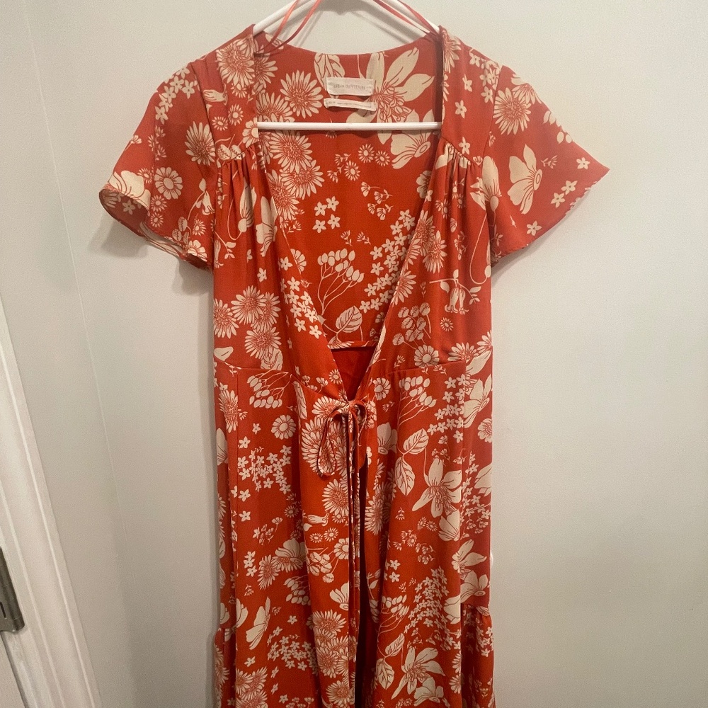 Urban Outfitters orange floral-print wrap dress